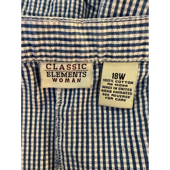 Classic Elements Woman Plus Size 18W Elastic Waist Blue White Seersucker Skort - Picture 5 of 9